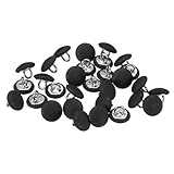 QUARKZMAN 30Pcs 16L Bouton Recouvert de Tissu Noir 10mm Rond Tige en Métal Boutons en Satin à Coudre DIY pour Robes de Mariée, Chemisiers et Pulls