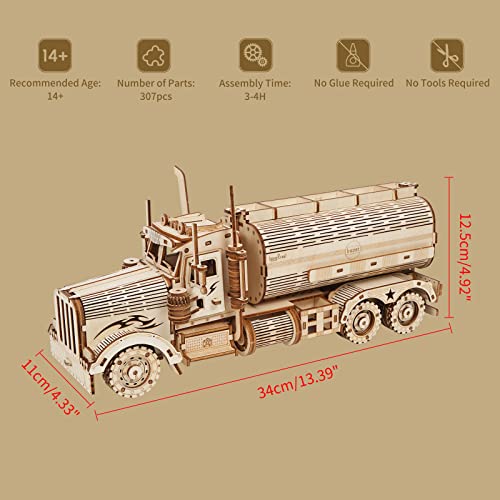 3D Wooden Puzzle For Adults, Tanker Truck Mechanical Vehicle Building Kits, Diy Handicraft Scale Car Model, Hobbies Toys Ideal Birthday For Kids Family & Friends, 307 Pieces #TOP2