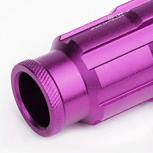 Image of DNA MOTORING LN-ZTL-9025-15-PP 20Pcs M12 x 1.5 Open End Style Wheel Lug Nuts w /Deep Drive Extension Adapter, 24mm OD /50mm H, Purple