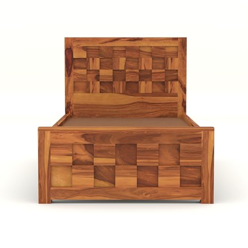 Image of Solid Sheesham Wooden Bed 6X4 Bed Single Bed Without Storage for Bedroom - Single Cot Wooden BedSingle Size for Living Room Guest Room - 12 Month Warranty (Jack Honey)