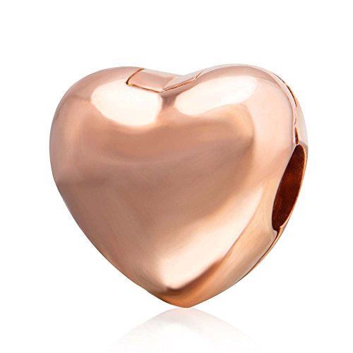 Charm a forma di cuore, in argento Sterling 925, con chiusura a blocco, per braccialetti Pandora, Tutti, senza pietra