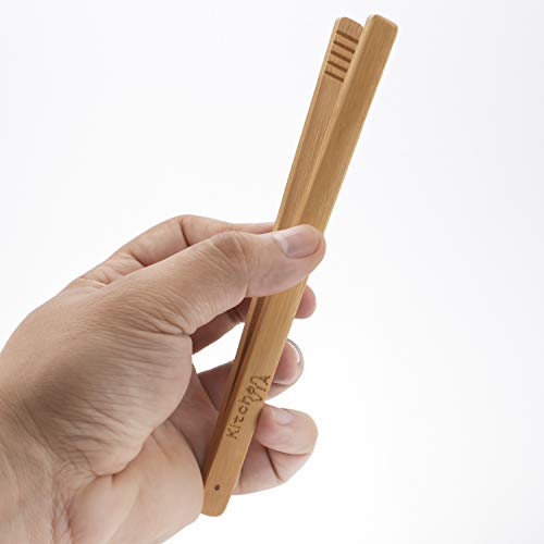 Toaster Buddy Carbonized All-Natural Bamboo Toaster Tongs, Kitchen Utensils With 7-Inch Reach By Kitchenvia For Serving Food, Flipping Meat, Grabbing Toast, And More #TOP1