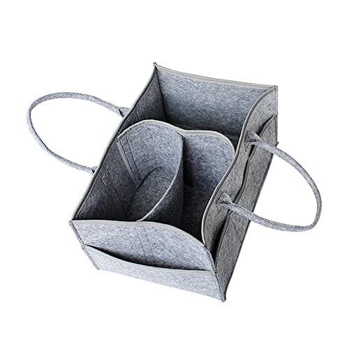 Papelera de Almacenamiento de Asas de guardería, Bolsa de Almacenamiento de viveros Pañal de bebé Caddy Organizer Fieltro Portátil Organizador Neponador Gris