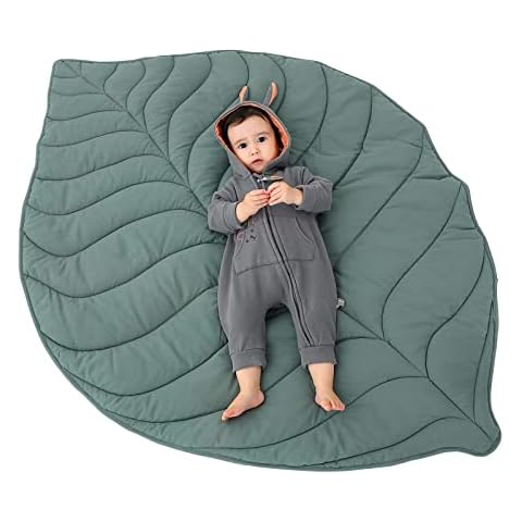 Letalong Cotton Leaf Nursery Rug, 56.3x42.1 inches Machine Washable Baby Play Mat for Nursery Decor, Play Mat for Baby, Baby Floor Mat for Baby Gifts, Crawling Baby Mat for Tummy Time Infants Cover