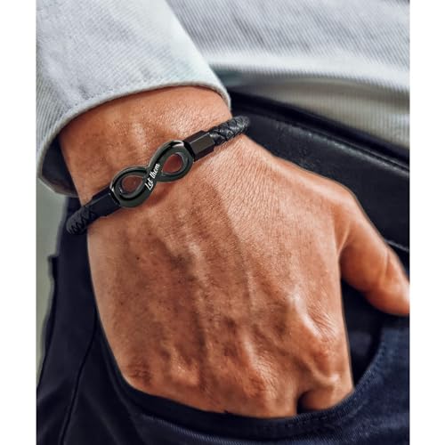 Let Them Infinity Leather Bracelet, Self Worth Motivation Bracelet Stainless Steel Black Braided Leather Bangle Bracelets Handmade Engraved Inspirational Friendship Jewelry Gift for Men3
