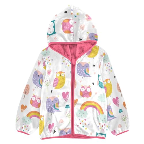 OTVEE Cute Cartoon Owls Animals Kids Hoodie Jacket Fall Spring Full Zip Warm Outwear Coat