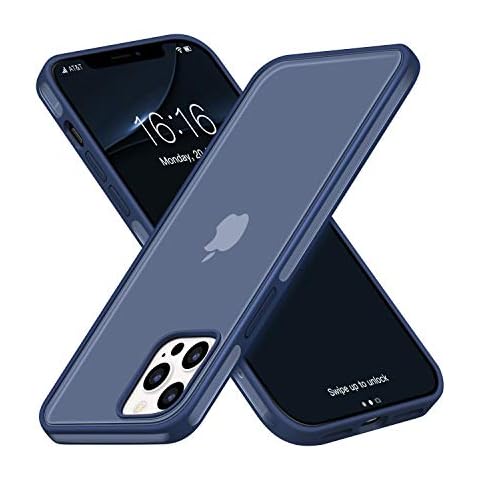 GOODVISH Military Grade Frosted Case Compatible with iPhone 12 Pro Max 6.7" Ultra Thin Case Shockproof Bumper Protective Translucent Hard Back with Soft TPU Mix Hard PC Case Cover(Blue) Cover