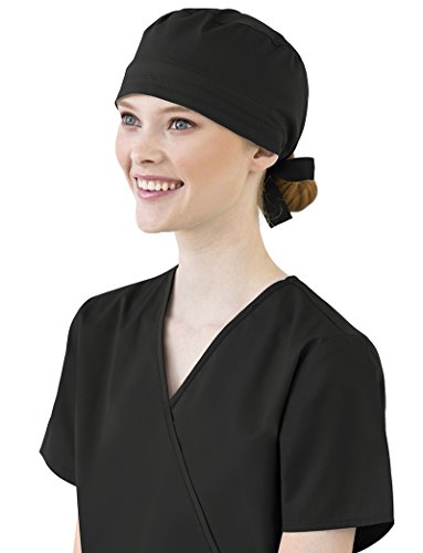 WonderWink Mens Tie Back Scrub Cap, Black