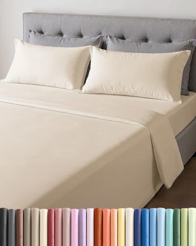Lightweight 4 Piece Bed Sheet Set Full Size - Cooling Sheets for Hot Sleepers - Soft Breathable...