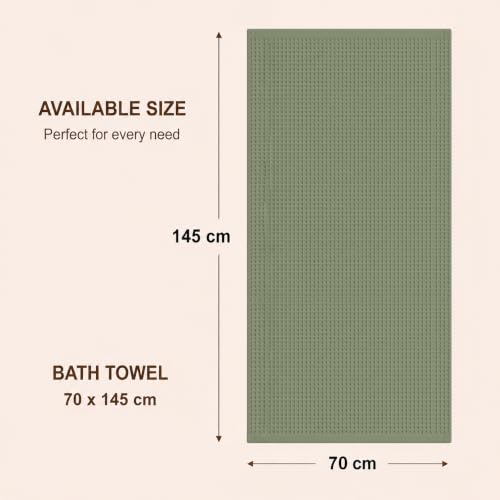Image of Pure Cotton Waffle Towel | Lightweight | Anti Microbial and Water Absorbent | Soft Touch Quick Drying Bath Towel (Sage Green, Pack of 1)