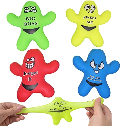 Decompress and Squeeze Dude Stretchy Gel Man-Fidget Toy, Stress Anxiety Relief Sensory Toys for Kids and Adult (4pcs)
