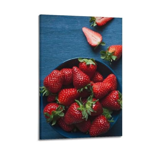 Décoration murale moderne fraises rouges et fruits tableau salon design 20x30
