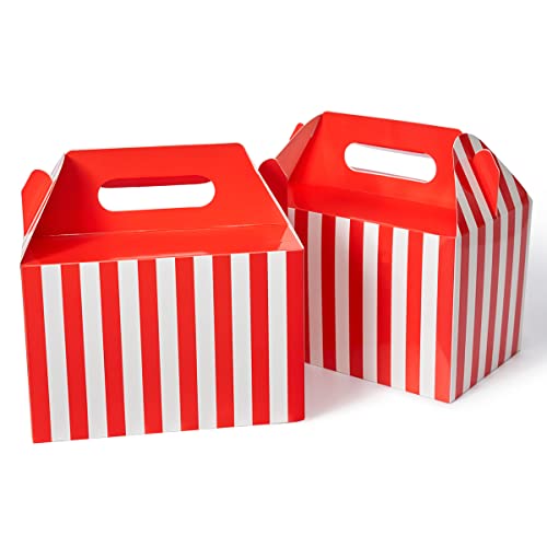 Happyhiram 50 Pack Christmas Red Striped Large Gable Boxes, 9x6x6 Inch