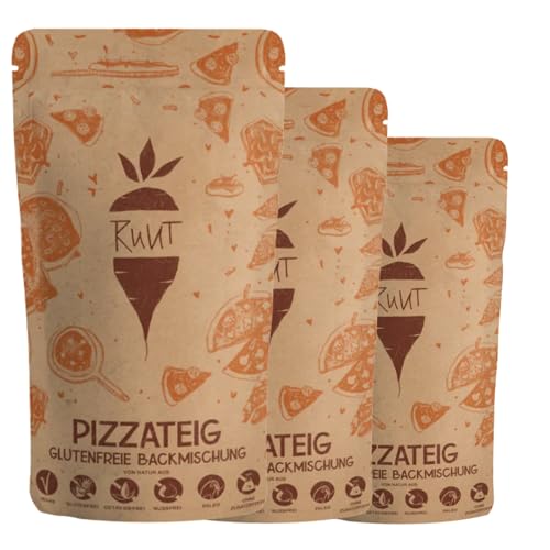 Mistura para pizza sem glúten Ruut sem aditivos, paleo, sem glúten, sem cereais, sem lactose | Base de pizza fina e crocante como na Itália (3 x 900 g)