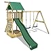 Produktbild WICKEY Spielturm Klettergerüst Smart Empire mit Schaukel & grüner Rutsche, Kletterturm mit Sandkasten, Leiter & Spiel-Zubehör