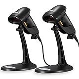 Barcode Scanner with Stand, 2 Pack Wired Handheld Bar Code Scanner, Esky Automatic 1D Laser Scanner Support Windows/Mac/Linux for Store, Supermarket, Warehouse, Library Book