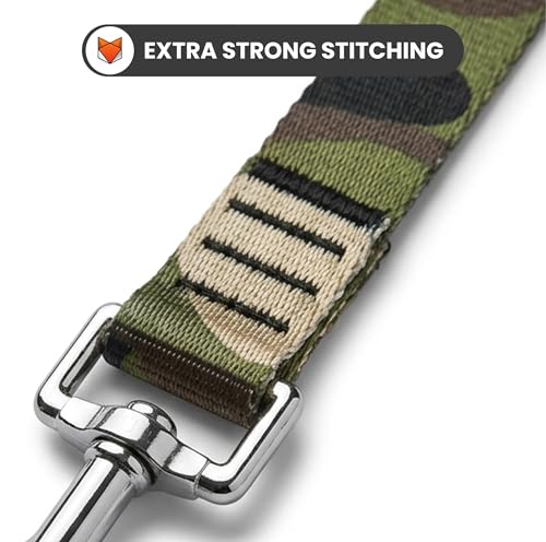 Image of Wooflix Heavy Duty Nylon Dog Leash | Anti Slip Padded Handle Long Dog Leash | Highly Reflective Leash for Dogs | Dog Rope for Medium & Large Dogs | Dog Training Leash | (Army Green, 5 Feet Long)