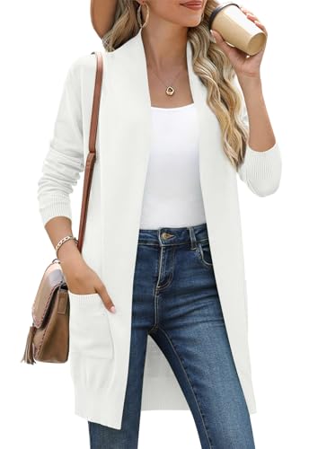 Image of Anymiss Womens Oversized Long Sweater Cardigan with Pockets - Long Sleeve Knit Kimono S-3X