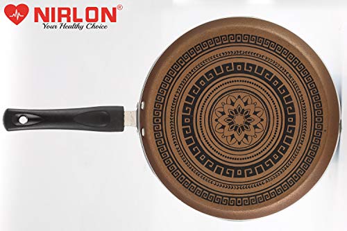 Image of Nirlon Mandala Non Induction Base Non Stick Aluminium 2 Piece Pots and Pan Set [Flat Dosa Tawa 26cm + Deep Kadhai 22cm - 1.8 Liter]