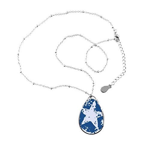 Collier peace and love bleu avec pendentif goutte d'eau ronde et sa chaîne