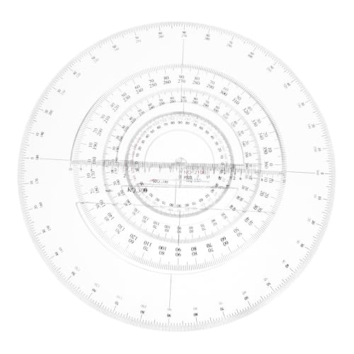 Frcolor 4個 透明プラスチック量角器 全円設計 高精角測定 製図 幾何学 工学用 学校やオフィス向け測定ツール