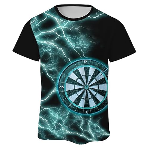 Image of Printed Short Sleeve Crew Neck T-Shirt Casual Top, sky blue, XXL