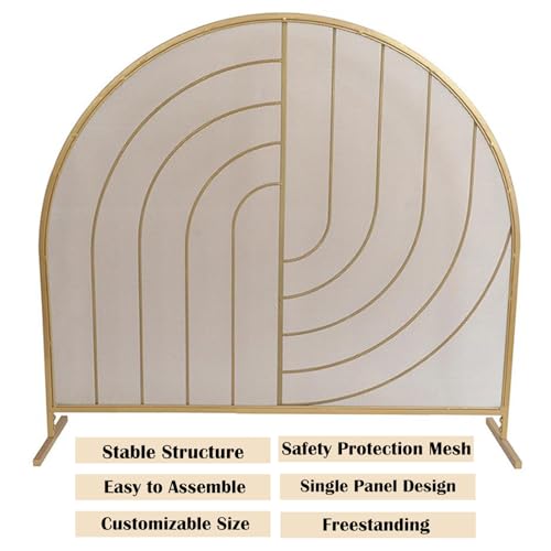 Pantalla dorada para chimenea de 92x84 cm con elegante malla metálica de lujo 4