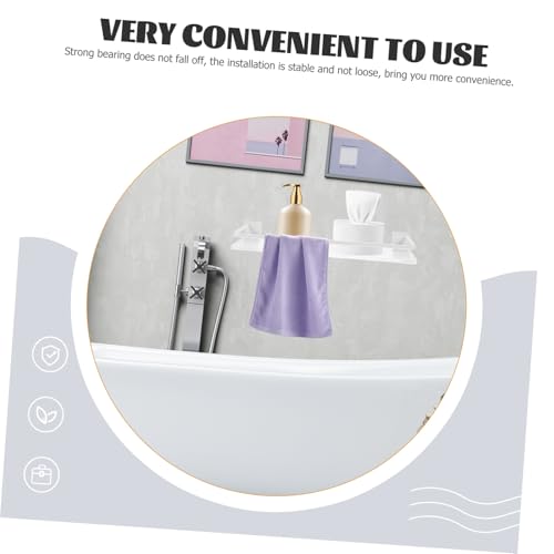 Étagère murale salle de bain blanche acrylique support suspendu sans perçage robuste - 5