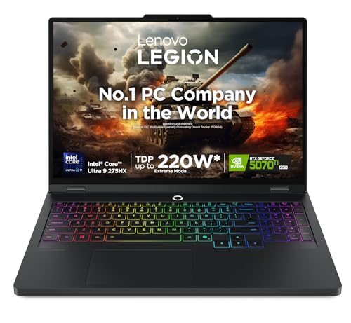 Lenovo Legion Pro 5 2025 Intel Core Ultra 9 275HX | NVIDIA RTX 5070Ti 12GB (32GB RAM/1TB SSD/WQXGA OLED/240Hz/16(40.64cm)/Windows 11/Office 2024/Black/2.4Kg)