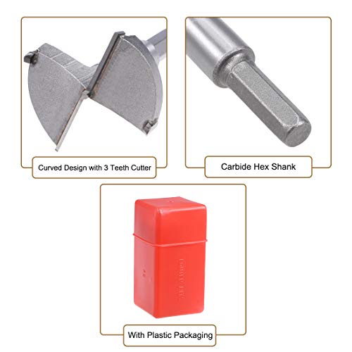 Uxcell Forstner Drill Bits 50Mm, Tungsten Carbide Wood Hole Saw Auger Opener Woodworking Hinge Hole Drilling Boring Bit Cutter Gray With Case #TOP2