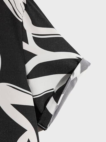 Image of Men's Half Sleeve Zebra Printed Shirt | Black and White Polyester Shirt for Men | Stylish Casual and Semi-Formal Shirt