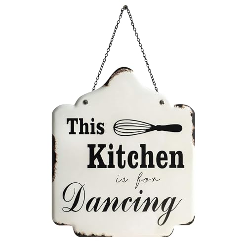 Metal Rustic Kitchen Sign, 10x12 inch Farmhouse Enamel Wall Art, Kitchen Decor for Dancing, Wall Hanging Decor Print - This Kitchen is for Dancing plaque