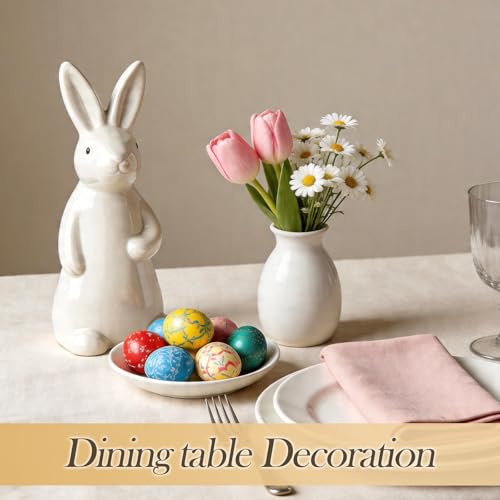 Figura Decorativa Conejo Blanco de Cerámica 7.2 Pulgadas miniatura 3