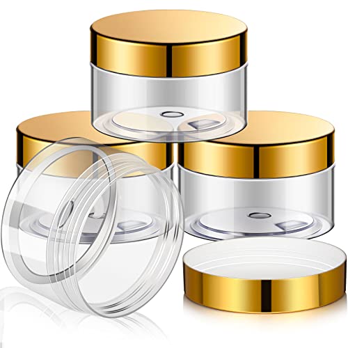 Image of Patelai 4 Pcs Plastic Jars Wide Mouth with Lids,4 Ounce,Gold