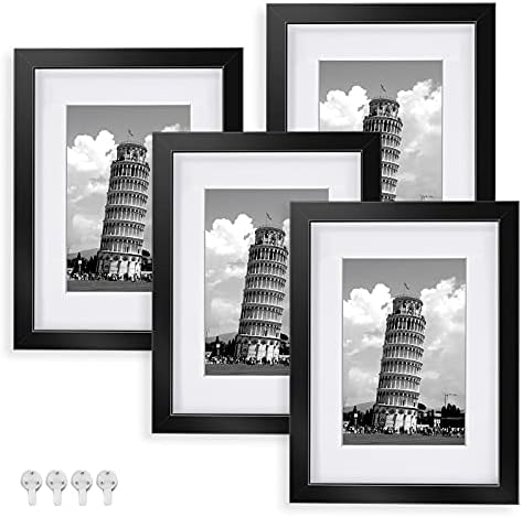 Nacial Picture Frames 5x7 Set of 4, Black Photo Frame, Display 4x6 Photo with Mat and 5x7 photo without Mat, Picture Frames Collage for Wall or Tabletop