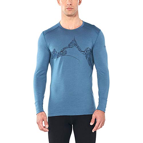 Icebreaker 200 Oasis Aiguille du Midi LS Crewe Shirt Homme Thunder Taille XL 2019 Sous-vêtements