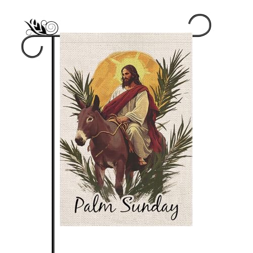 GPGHE Palm Sunday Garden Flag Religious Faith Hope Double Sided For Outside Grace Peace Dove Christian Religion Easter Outdoor Yard Decor 12.5 x 18 Inch