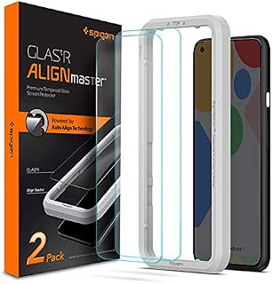 Spigen, 2 Pack, Screen Protector for Google Pixel 4a, Glas.tR AlignMaster, Auto-Align Technology, Case Friendly, High responsiveness, Pixel 4a Compatible Tempered Glass Screen Protector