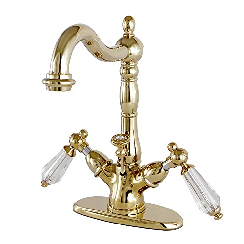 Kingston Brass KS1432WLL Wilshire Bathroom Faucet, 6-1/2" in Spout Reach, Polished Brass