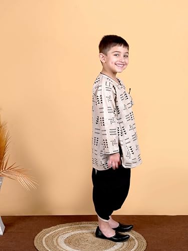 Archy Creations Boys Cotton Dhoti Kurta Set, Full Sleeve Traditional Indian Outfit for Festivals, Weddings & Cultural Events