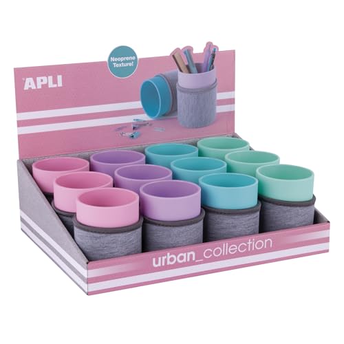 Gobelets en plastique néoprène de couleurs assorties APLI 20410 avec présentoir