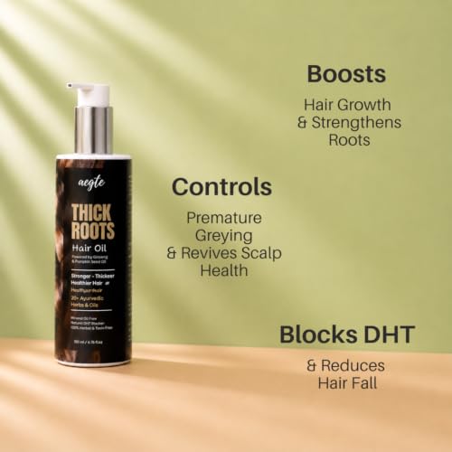 Image of Aegte Thick Roots Hair Oil With 20+ Ayurvedic Herbs | Natural DHT Blocker 100ml