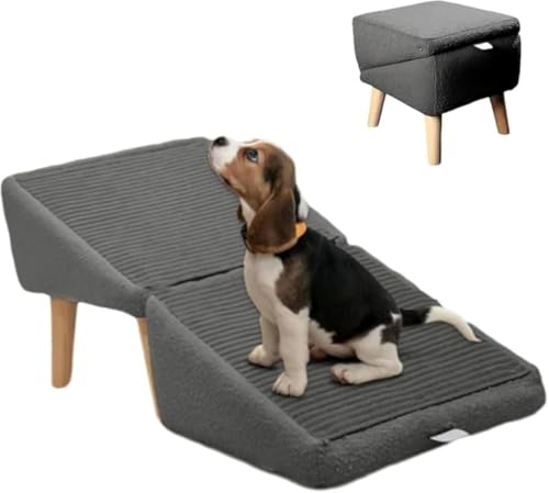 GEBYUI 折りたたみ式ペットステップ|オスマン犬・老猫・小型犬・大型犬全対応 軽量分割式 ベッド・ソファへ楽アクセス ペット用階段 収納省スペース