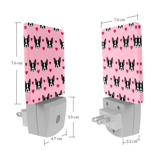 Lámpara de noche LED plug-in 2 piezas rosa bulldog miniatura 7