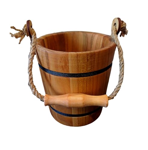 Wooden World - Seau décoratif Rustique en Bois - Organisateur, Pot de Fleurs, boîte à ustensiles - Marron