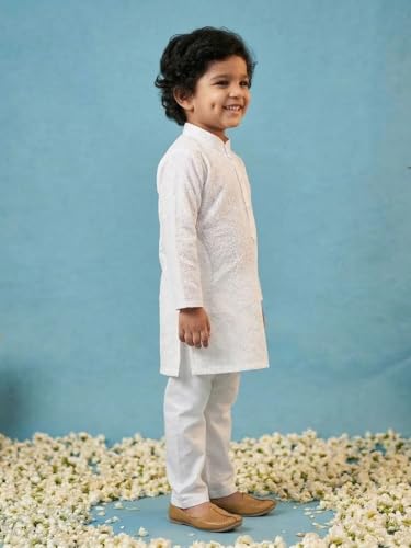 Image of AJ DEZINES Kids Kurta Pajama Set For Boys | Embroidery Chikankari Kurta Set | Cotton Stylish Boys Kurta Pyjama |Party & Ethnic Wear | Perfect For Festivals Wedding & Family Function
