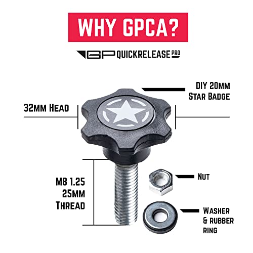 Image of GPCA GP Star M8 Thumb Screws Bolt Set for Jeep Wrangler | Easy Jeep Top Removal Lift, Cargo Cover Installation, Compatible with Tie Downs, Jeep Wrangler Accessories (6PC)
