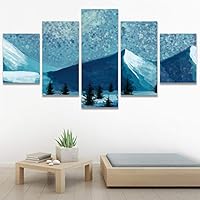SIGNWIN 5 Panel Canvas Wall Art Modern Art Astronomy & Space Dramatic Minimalist Moon Multicolor Photography for Home Decorations Ready to Hang - 60