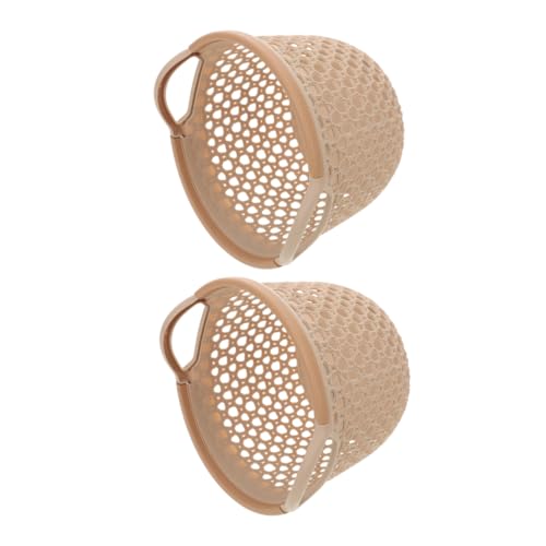 ULTECHNOVO 2pezzi Portabiancheria in Plastica Con Manici Cesto Per Vestiti Sporchi Da Contenitore Portaoggetti Portatile Per Casa Beige