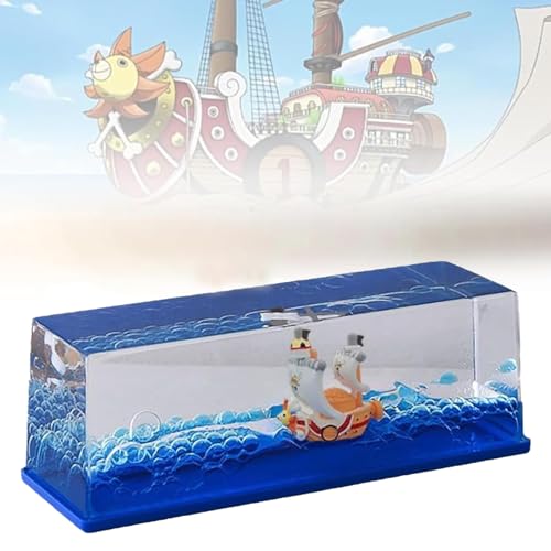 ROSSOM Unsinkable Thousand Sunny Anime Pirate Ship in a Fluid Drift Bottle